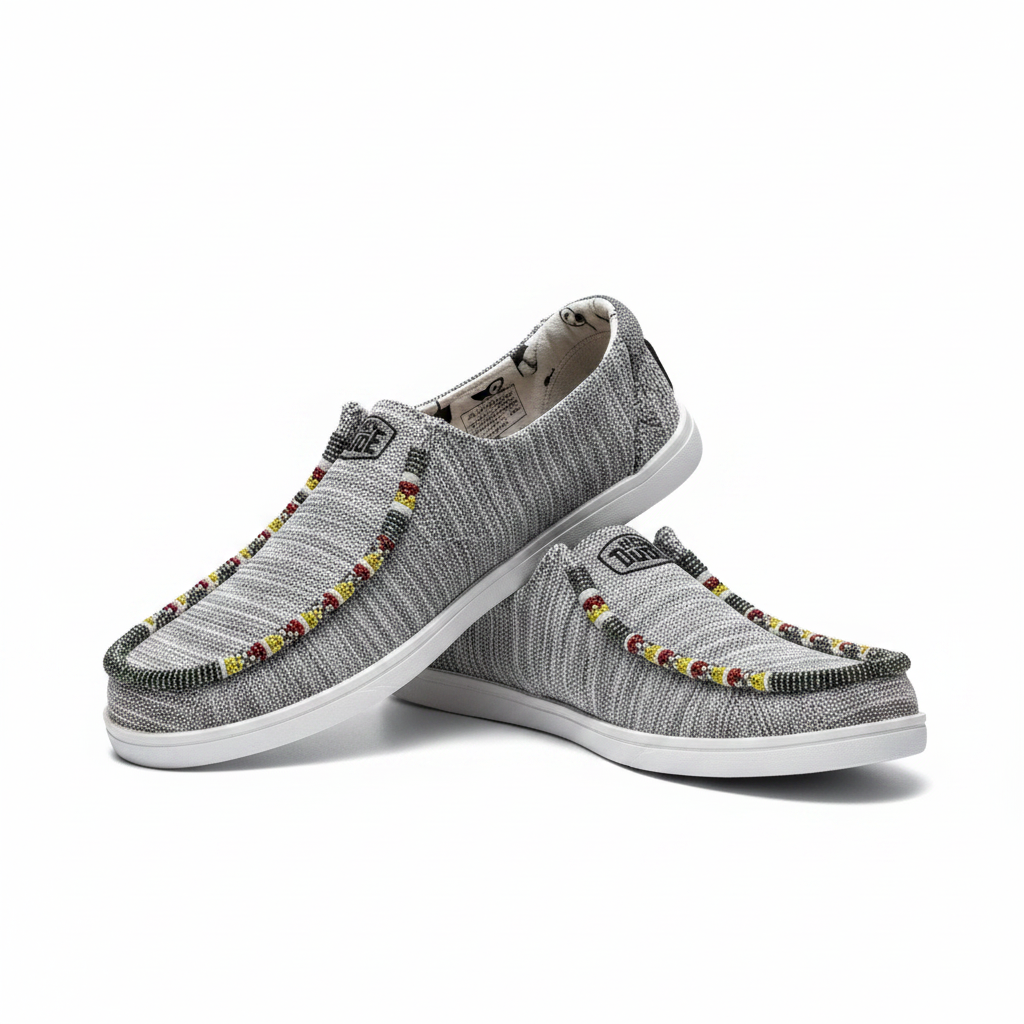 Women’s Hand-Beaded Hey Dude Mesh Yin-Yang Slip-On Shoes, Size 6