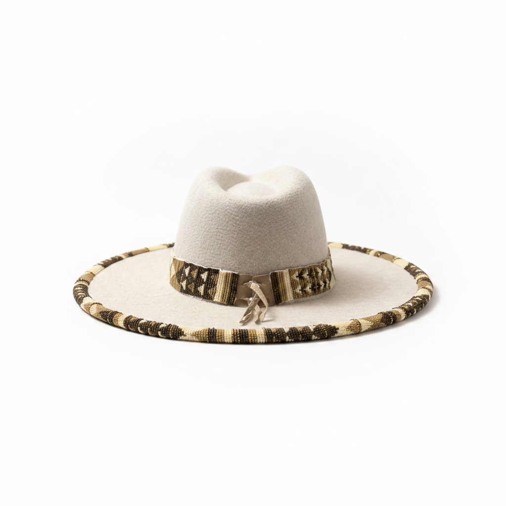 Canyon Drift Hand-Beaded Felt Flat-Brim Hat