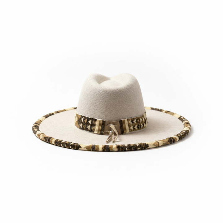Canyon Drift Hand-Beaded Felt Flat-Brim Hat